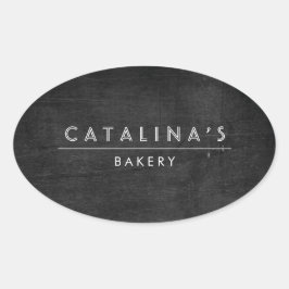 アールデコ文字オンブラックウッド 楕円形シール