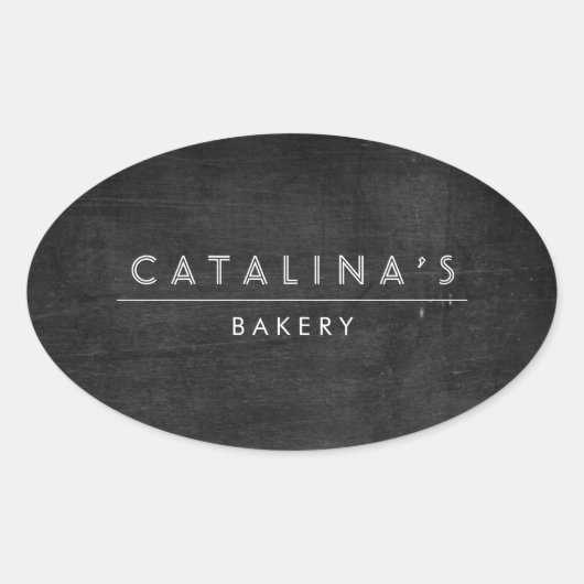 アールデコ文字オンブラックウッド 楕円形シール (正面)