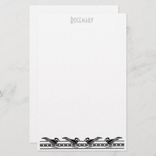 アールデコ文房具パーソナライズされた 便箋 (正面/裏面)