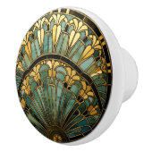 アールデコ新しいエレガントターコイズ金ゴールドブラック セラミックノブ (右)