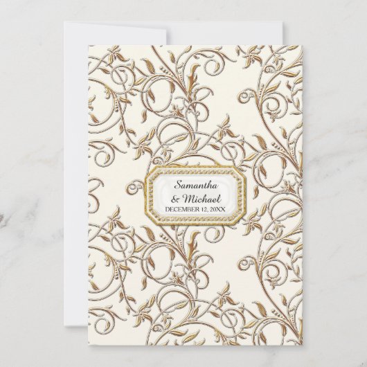 アールデコ新しいエレガント金ゴールドリージェンシーオフ 招待状 (正面)