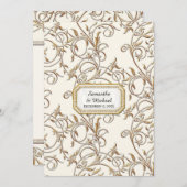 アールデコ新しいエレガント金ゴールドリージェンシーオフ 招待状 (正面/裏面)