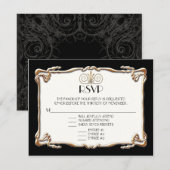 アールデコ新しいギャツビースタイル金ゴールドnレースルック 出欠カード (正面/裏面)