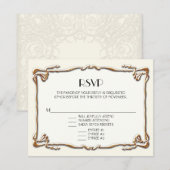 アールデコ新しいギャツビースタイル金ゴールドnレースルック 出欠カード (正面/裏面)