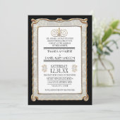 アールデコ新しいギャツビースタイル金ゴールドnレースルック 招待状 (スタンド正面)