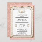 アールデコ新しいギャツビースタイル金ゴールドnレースルック 招待状 (正面/裏面)