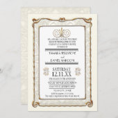 アールデコ新しいギャツビースタイル金ゴールドnレースルック 招待状 (正面/裏面)