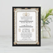 アールデコ新しいギャツビースタイル金ゴールドnレースルック 招待状 (スタンド正面)