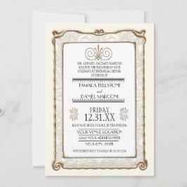 アールデコ新しいギャツビー金ゴールドリハーサルディナー 招待状