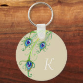 アールデコ新しいスタイルピーコックフェザースワール キーホルダー (正面)