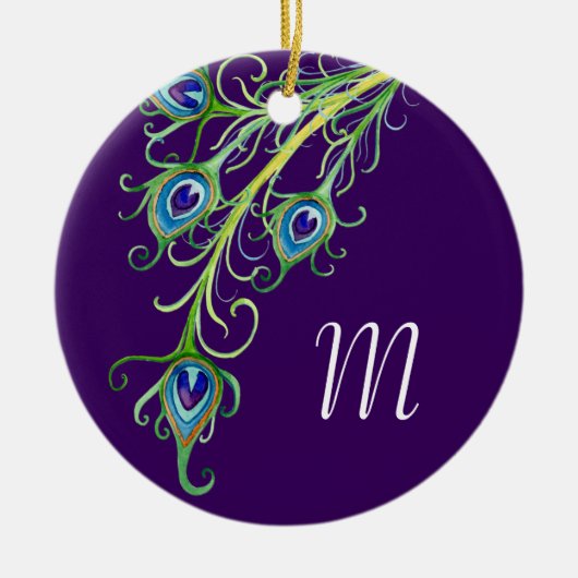 アールデコ新しいスタイルピーコックフェザースワール セラミックオーナメント (正面)