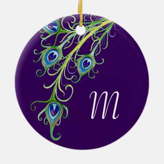 アールデコ新しいスタイルピーコックフェザースワール セラミックオーナメント (裏面)