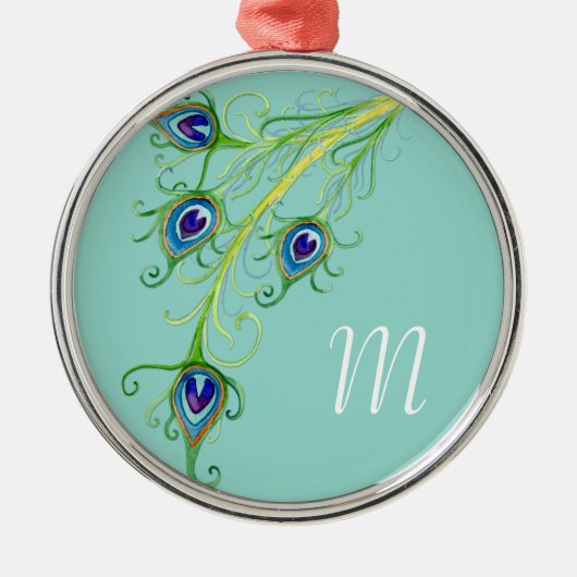 アールデコ新しいスタイルピーコックフェザースワール メタルオーナメント (正面)