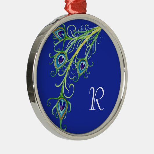 アールデコ新しいスタイルピーコックフェザースワール メタルオーナメント (右)