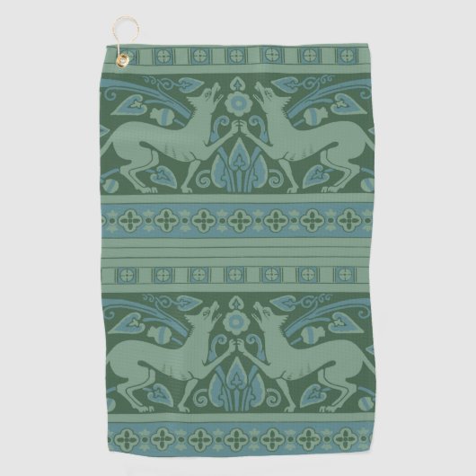 アールデコ新しいドッグ自然動物パターン ゴルフタオル (正面)