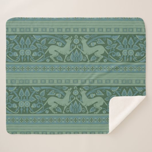 アールデコ新しいドッグ自然動物パターン シェルパブランケット (正面(横))