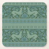 アールデコ新しいドッグ自然動物パターン スクエアペーパーコースター (正面)