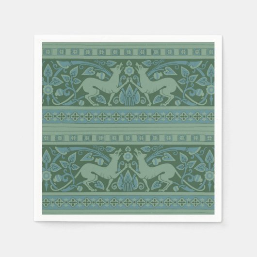 アールデコ新しいドッグ自然動物パターン スタンダードカクテルナプキン (正面)