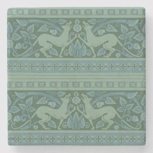 アールデコ新しいドッグ自然動物パターン ストーンコースター (正面)