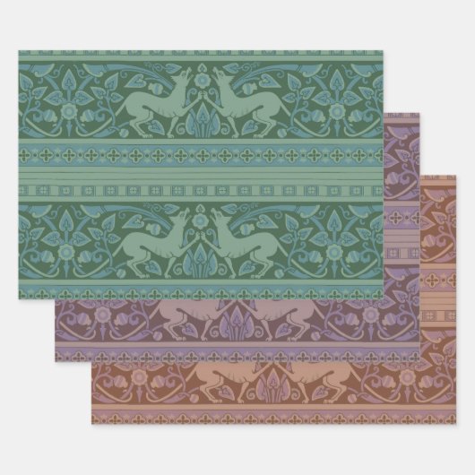 アールデコ新しいドッグ自然動物パターン ラッピングペーパーシート (セット)