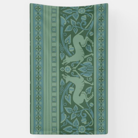 アールデコ新しいドッグ自然動物パターン 横断幕 (縦)