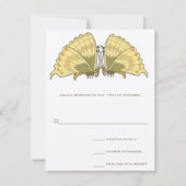 アールデコ新しいバタフライ応答RSVPカード 出欠カード (正面)