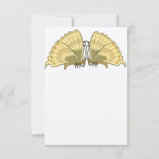 アールデコ新しいバタフライ応答RSVPカード 出欠カード (裏面)