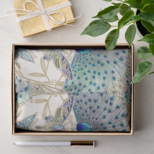 アールデコ新しいピーコックバタフライ金ゴールドデクページ 薄葉紙 (ギフト)