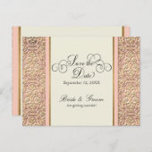 アールデコ新しいフェイク金ゴールドフローラダマスクレース インビテーションポストカード (正面/裏面)