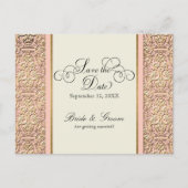 アールデコ新しいフェイク金ゴールドフローラダマスクレース インビテーションポストカード (正面)