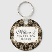 アールデコ新しいフェイク金ゴールドフローラダマスクレース キーホルダー (正面)