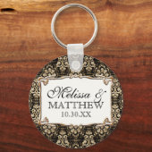 アールデコ新しいフェイク金ゴールドフローラダマスクレース キーホルダー (正面)