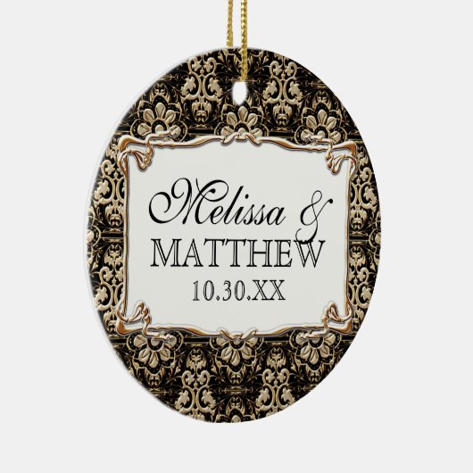 アールデコ新しいフェイク金ゴールドフローラダマスクレース セラミックオーナメント (右)