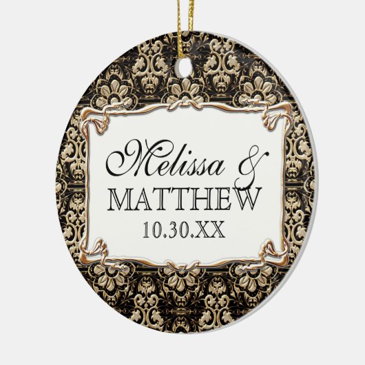 アールデコ新しいフェイク金ゴールドフローラダマスクレース セラミックオーナメント (左)