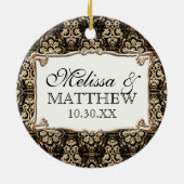 アールデコ新しいフェイク金ゴールドフローラダマスクレース セラミックオーナメント (裏面)