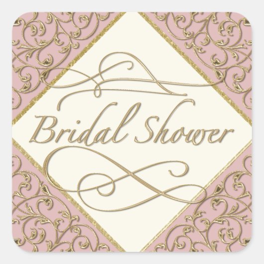 アールデコ新しいレースダマスクゴールデンカリグラフィー スクエアシール (正面)