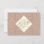 アールデコ新しいレースダマスクゴールデンカリグラフィー 出欠カード (正面)