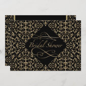 アールデコ新しいレースダマスクゴールデンカリグラフィー 招待状 (正面/裏面)