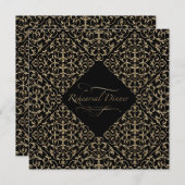 アールデコ新しいレースダマスクゴールデンカリグラフィー 招待状 (正面/裏面)