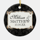アールデコ新しいレースn金ゴールドルックパーソナライズされた セラミックオーナメント (正面)