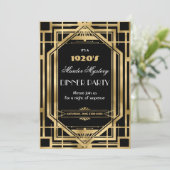 アールデコ新しい殺人謎パーティー金ゴールドブラック 招待状 (スタンド正面)