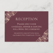 アールデコ新しい |ブルゴーニュバラ金ゴールド披露宴 エンクロージャーカード (正面)