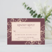 アールデコ新しい |ブルゴーニュバラ金ゴールド装飾品 出欠カード (スタンド正面)