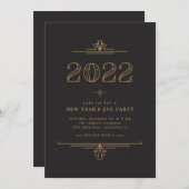 アールデコ新年のパーティの招待状 招待状 (正面/裏面)
