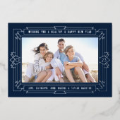 アールデコ新年フォトネイビー 箔シーズンカード (正面)