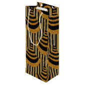 アールデコ新年 |金ゴールドフェイクグリッターとブラック ワインギフトバッグ (裏面アングル)