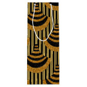 アールデコ新年 |金ゴールドフェイクグリッターとブラック ワインギフトバッグ (裏面)