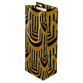 アールデコ新年 |金ゴールドフェイクグリッターとブラック ワインギフトバッグ (正面アングル)