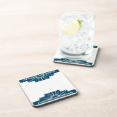 アールデコ日が差すことイン暗いティール（緑がかった色） コースター (右側)