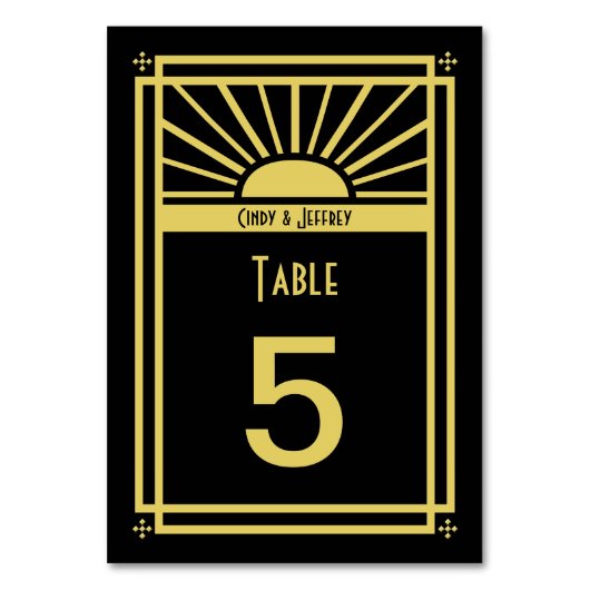 アールデコ日が差すことテーブル番号カード テーブルナンバー (正面)